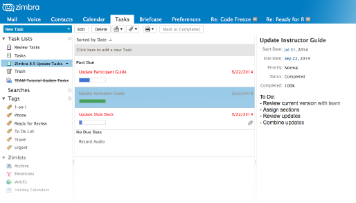 Create personal or team Task Lists with due dates, priority and percent complete