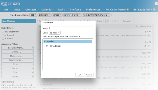 Save common searches as a virtual Search Folder